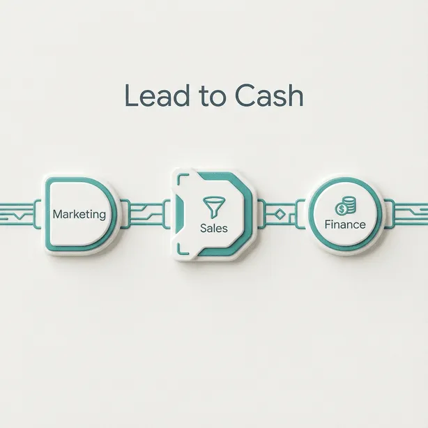 Lead-to-cash view across marketing, sales, and finance